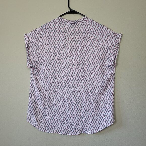 Pleione Women's XL V-Neck Top White Paisley Print Officecore Career Corpcore - Picture 2 of 6